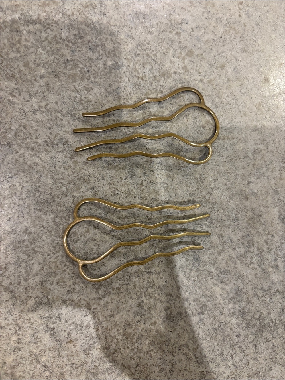 Brass Wavy Hair Forks - Pair